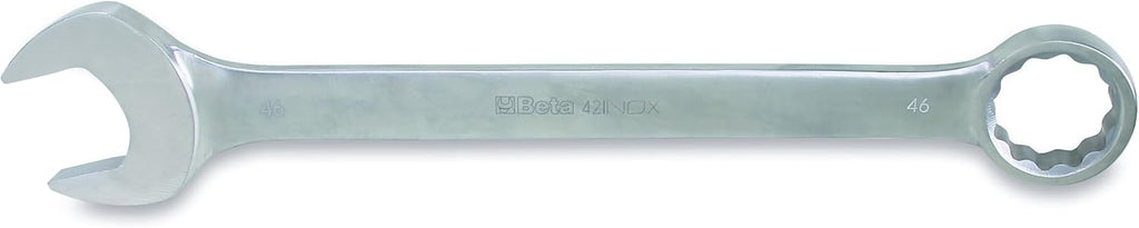Beta 42INOX Metric 46mm Stainless Steel Combination Wrench | 12-Point Box End, 15° Offset | Corrosion-Resistant AISI 420 |Food Industry and Clean Room Safe