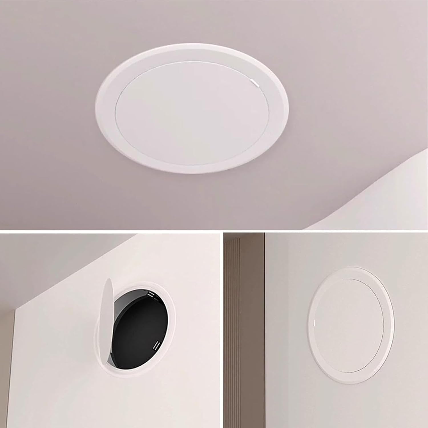 White Plumbing Hiding Drywall Decor Cover,Round Access Panel for Ceiling and Wall, Small Inspection Hatch Door with Galvanized Plate(17.7in)