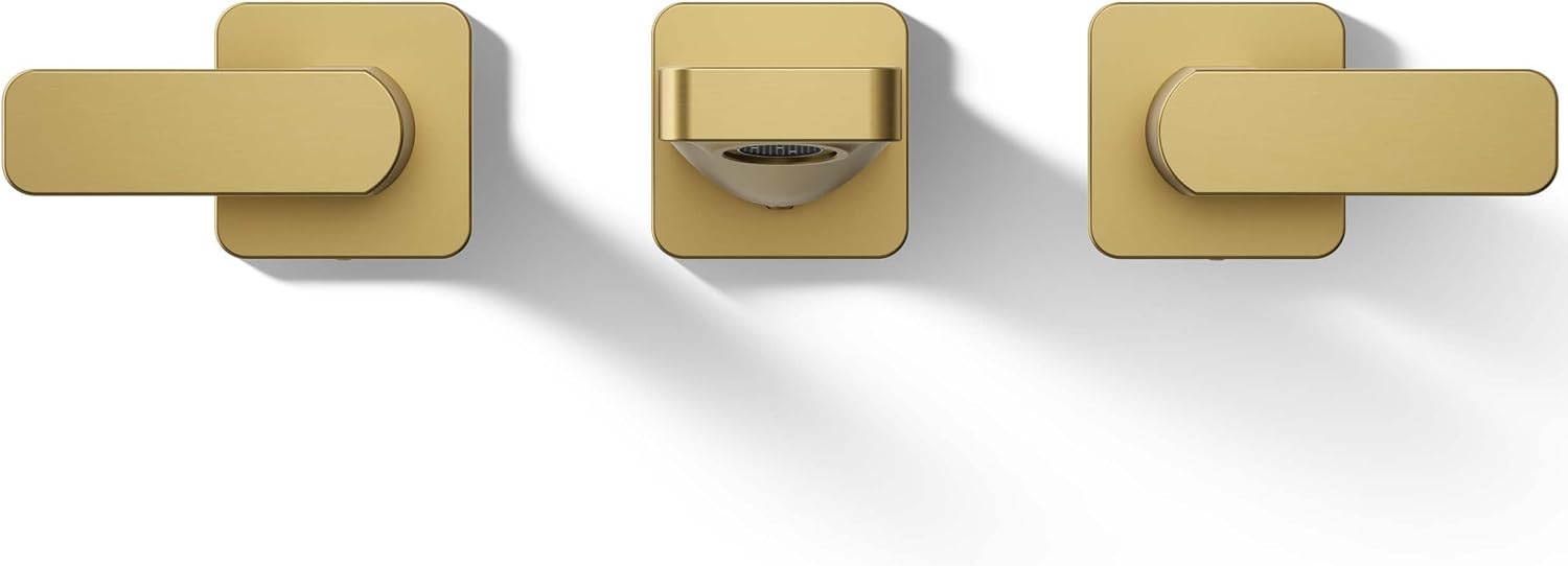 Kohler T23491-4-2MB Parallel Two-Handle Wall Mount Bath Faucet Trim with Lever Handles, Vibrant Brushed Moderne Brass