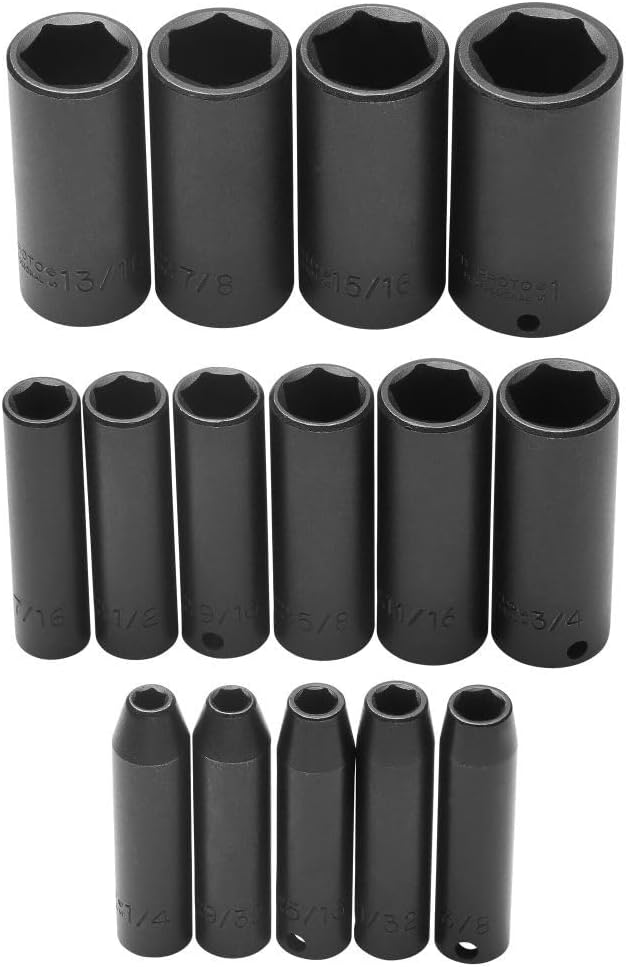 Stanley-Proto J72116 15 Piece 6 Point 3/8' Drive Deep Impact Socket Set