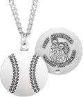 .925 Sterling Silver Saint Christopher Athlete Sports Protection Christian Medal Pendant Necklace with Chain - Made in USA