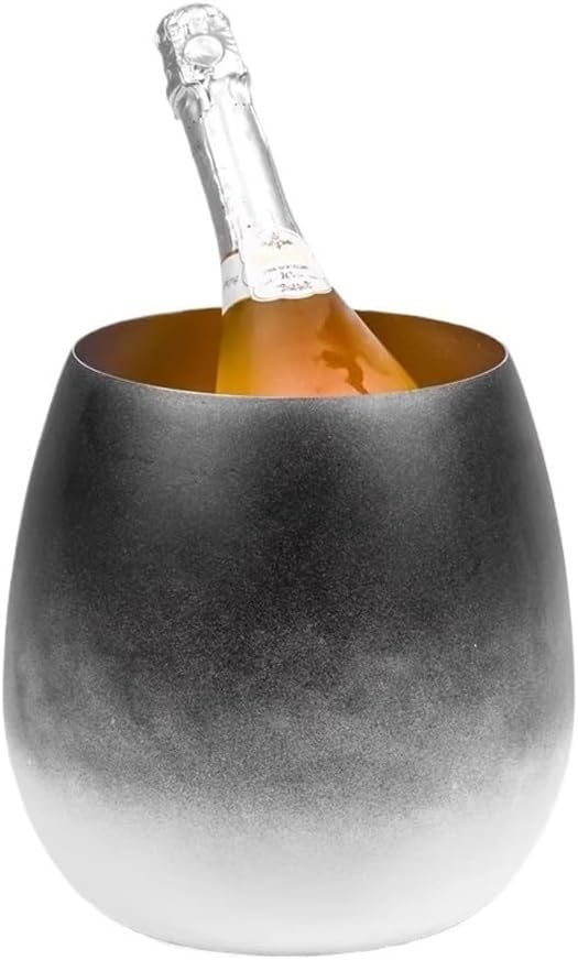 Ice Bucket, Stainless Steel Ice Bucket, Champagne Wine Beer Chilling Bucket Ice Buckets for Parties(Black)