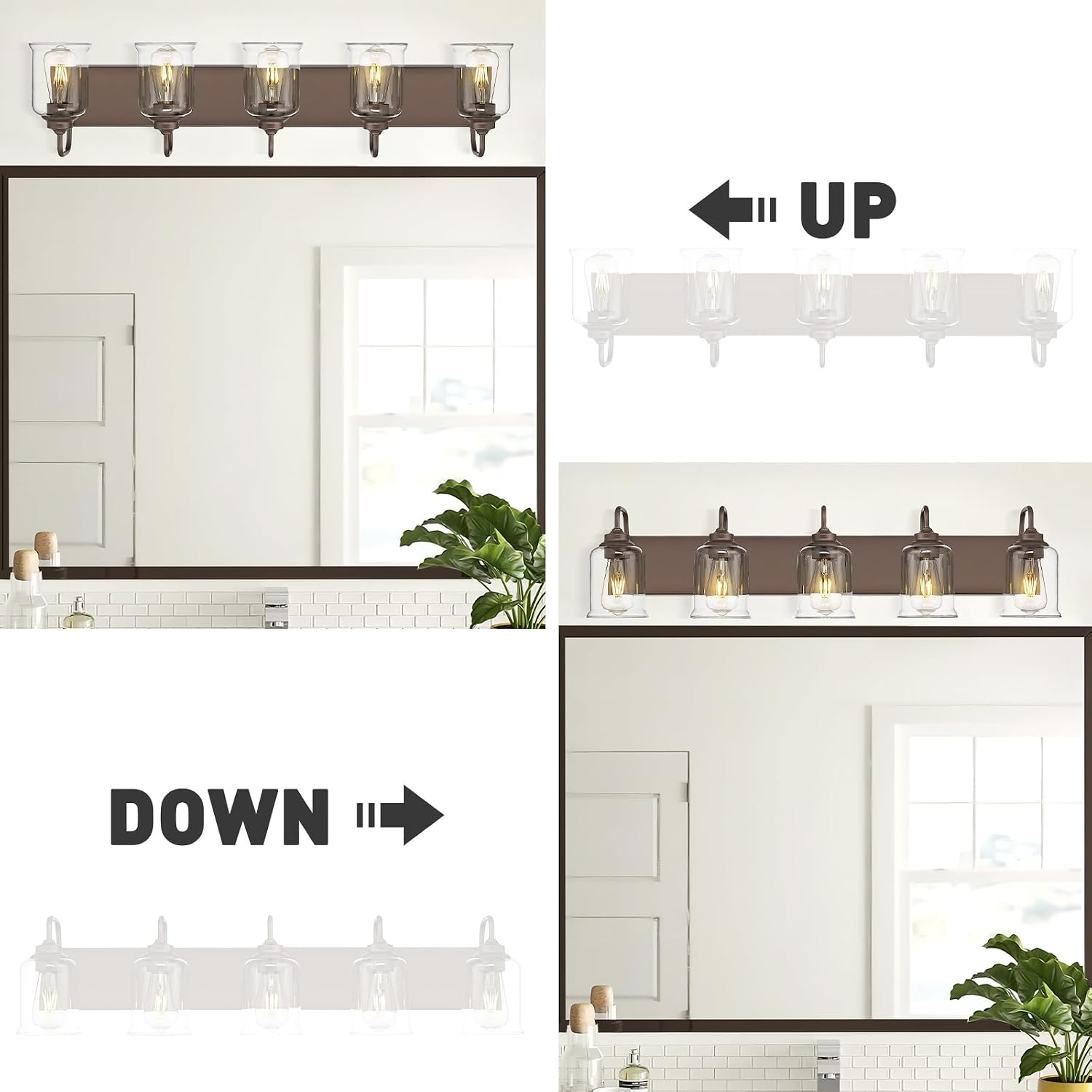 zeyu 5-Light Modern Vanity Light Fixture, 36' Bathroom Light Fixtures Wall Mount with Clear Glass, Oil Rubbed Bronze Finish, ZSL72B-5W ORB