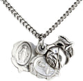 Heartland Women's Sterling Silver Triple Slide Rose with Miraculous Pendant + USA Made + Chain Choice