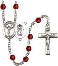 Bonyak Jewelry St. Christopher/Cheerleading Silver-Plated Rosary - Every Birth Month Color and More
