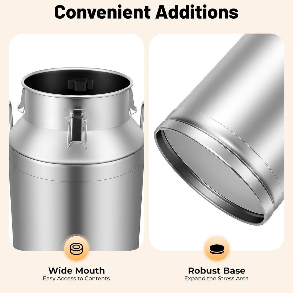 10.5 Gallon Stainless Steel Milk Can 40L Milk Jug | Food-grade Stainless Steel Container, Milk Bucket, Water Jug, Silicone Sealed Lid, Heavy Duty