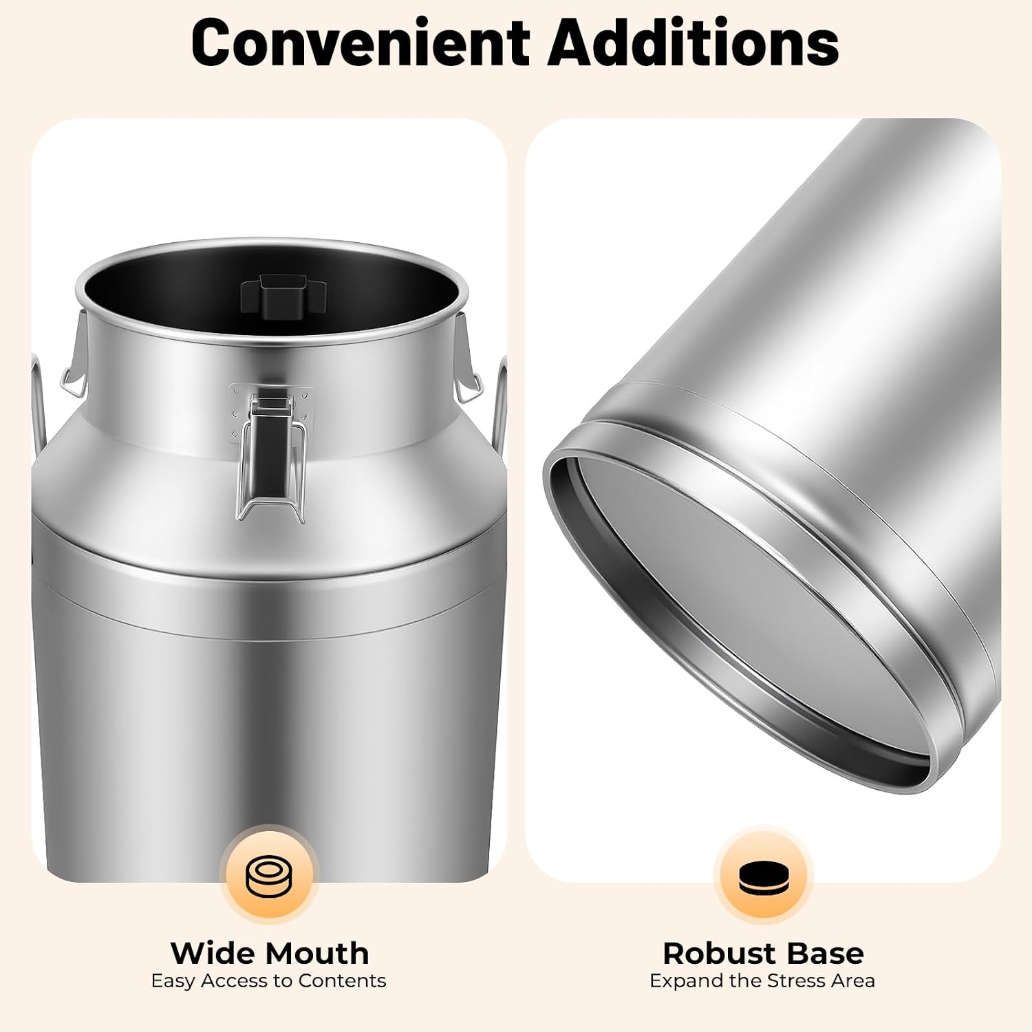 10.5 Gallon Stainless Steel Milk Can 40L Milk Jug | Food-grade Stainless Steel Container, Milk Bucket, Water Jug, Silicone Sealed Lid, Heavy Duty