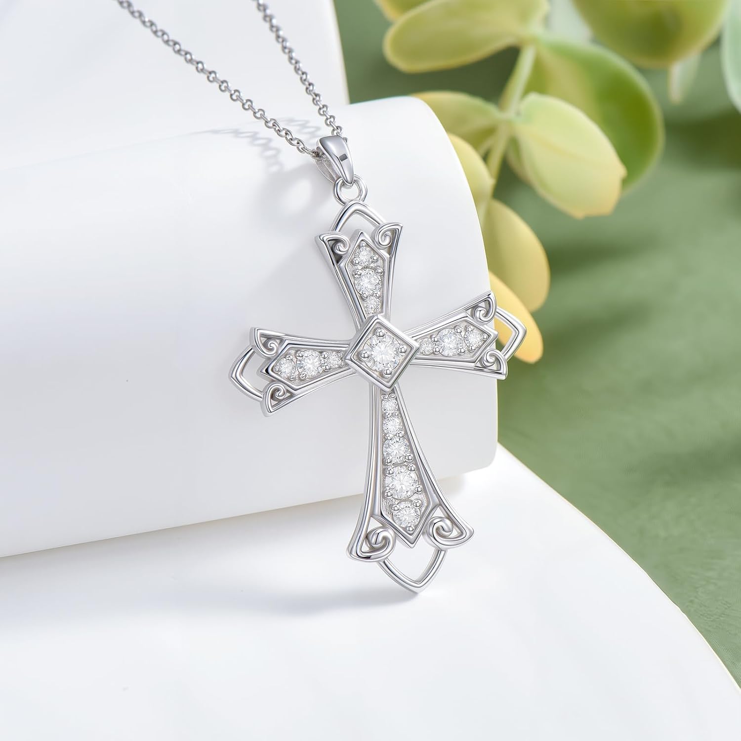 Real Sterling Silver Religious Necklace for Women, s925 Silver Cross Necklace Christian Religion Jewelry for Confirmation Baptism Ladies Mom, 18+2'