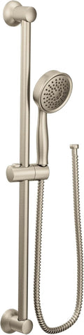 Moen Brushed Nickel High Single Function Pressure Handheld Showerhead with 69-Inch-Long Hose and 24-Inch Slide Bar, 3668EPBN