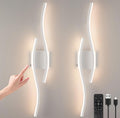 Modern LED Wall Sconce Set of Two, Dimmable Battery Powered Wall Sconces, 3000K-6500K LED Wireless Wall Light with Remote, Wall Lamp Indoor not Hardwired for Room Bedroom Corridor（White）
