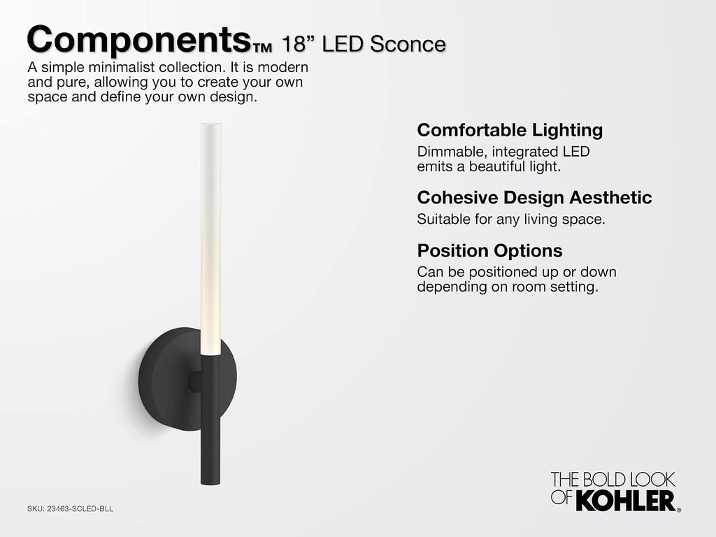 KOHLER Components LED Scone, 1 Light, Brushed Moderne Brass, 23463-SCLED-2GL