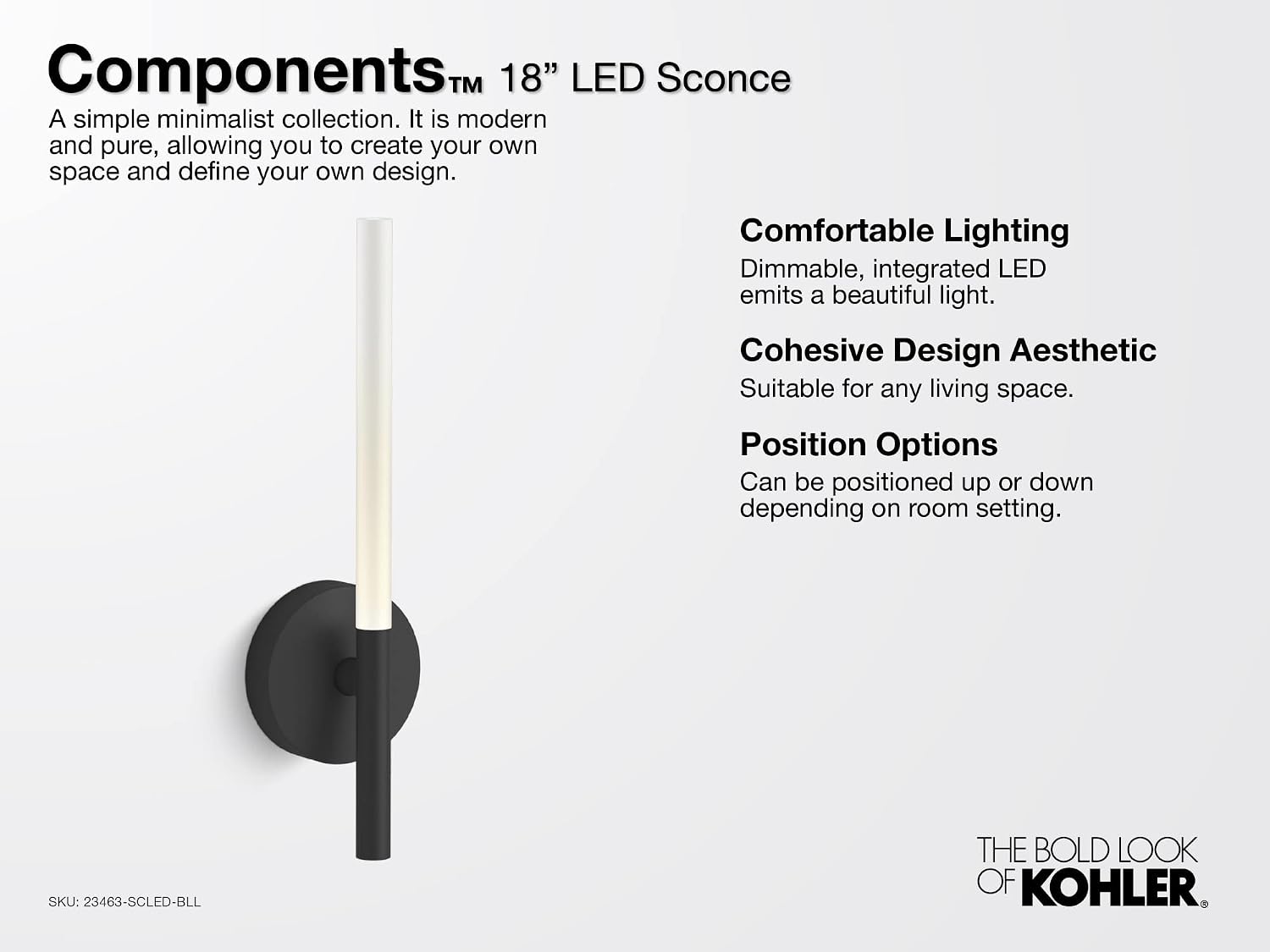 KOHLER Components LED Scone, 1 Light, Brushed Moderne Brass, 23463-SCLED-2GL