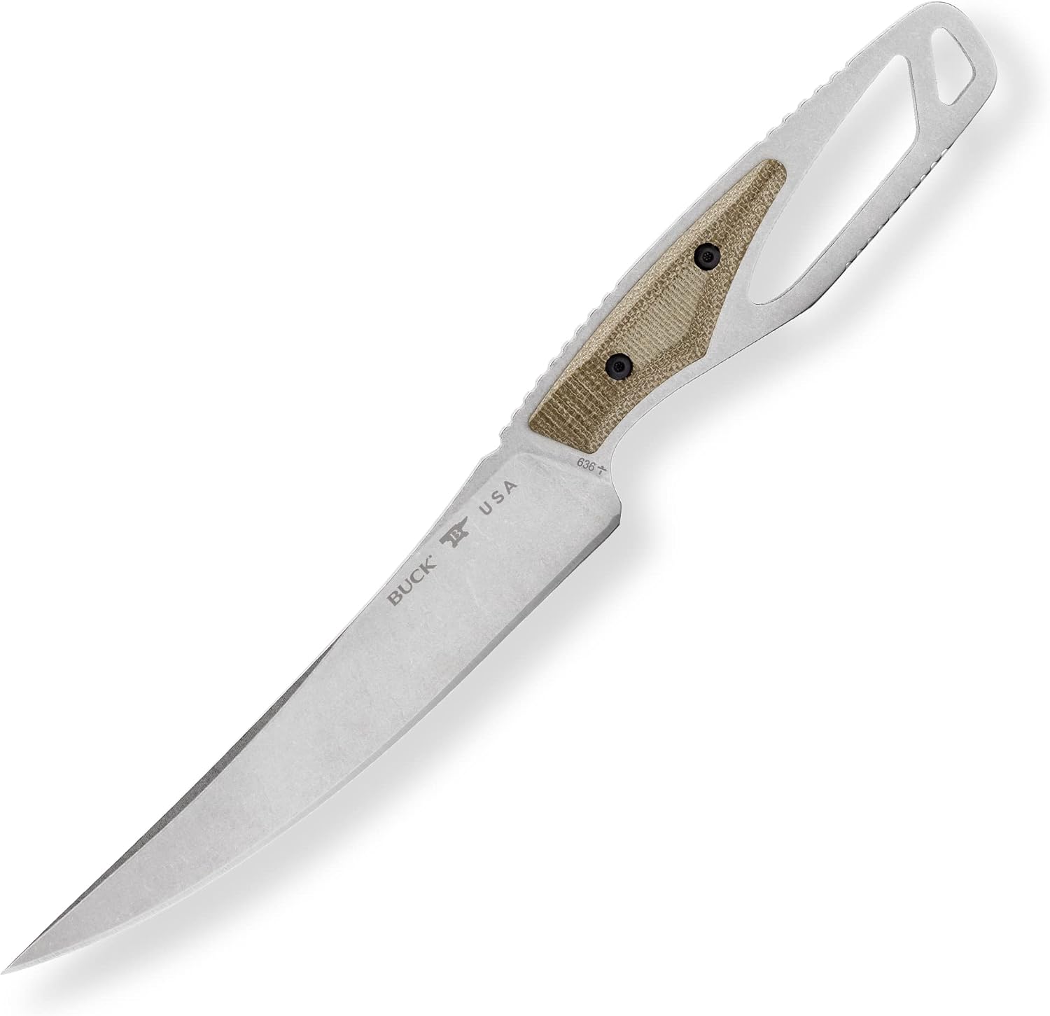 Buck Knives 636 Paklite Processor Pro Fixed Blade Hunting Knife, 5 3/4 S35VN Steel Blade, Micarta Handle, with Sheath
