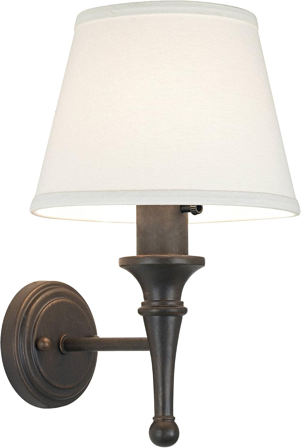 Regency Hill Braid Rustic Vintage Wall Light Sconces Set of 2 with Smart Sockets Bronze Copper Metal Plug-in 7' Fixture Ivory Cotton Empire Shades for Bedroom Reading Living Room Hallway