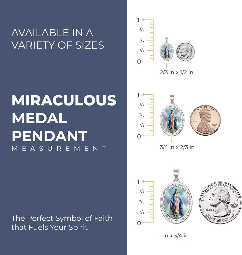 PicturesOnGold.com Miraculous Medal Oval Pendant in 10K/14K Yellow or White Gold & Sterling Silver - Unisex Christian Virgin Mary Pendant - Perfect for First Communion or Confirmation Gifts
