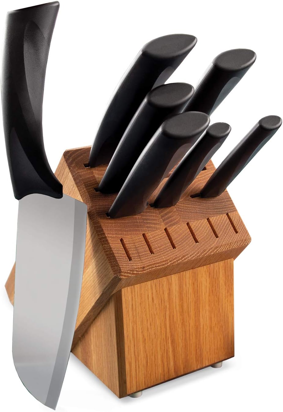 Rada Cutlery Anthem Oak Block Set, Black Handles