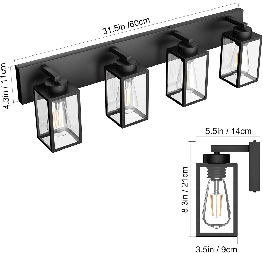 Aipsun Black Light Fixtures Bathroom Vanity Lighting Fixtures Industrial Vanity Light Farmhouse Wall Light Fixtures (Exclude Bulb)