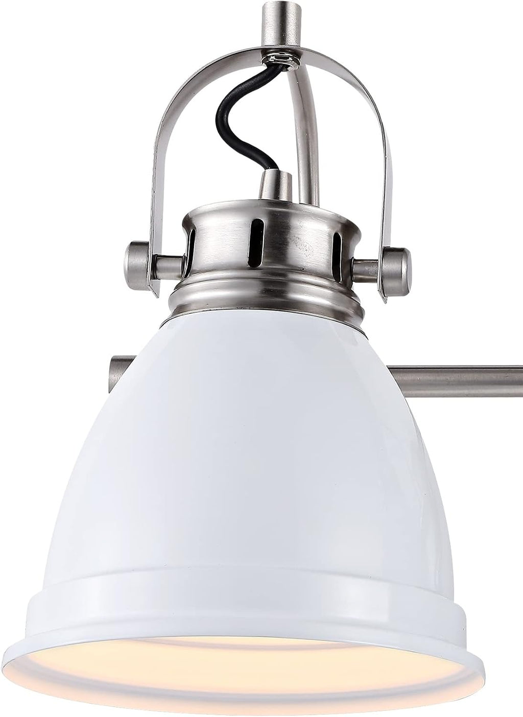 JONATHAN Y 25.5' White/Nickel 3-Light LED Vanity Light, Adjustable Wall Sconce for Bathroom Mirror, Farmhouse Bohemian Kitchen Light, Iron Black Bell Shade (JYL1116B)