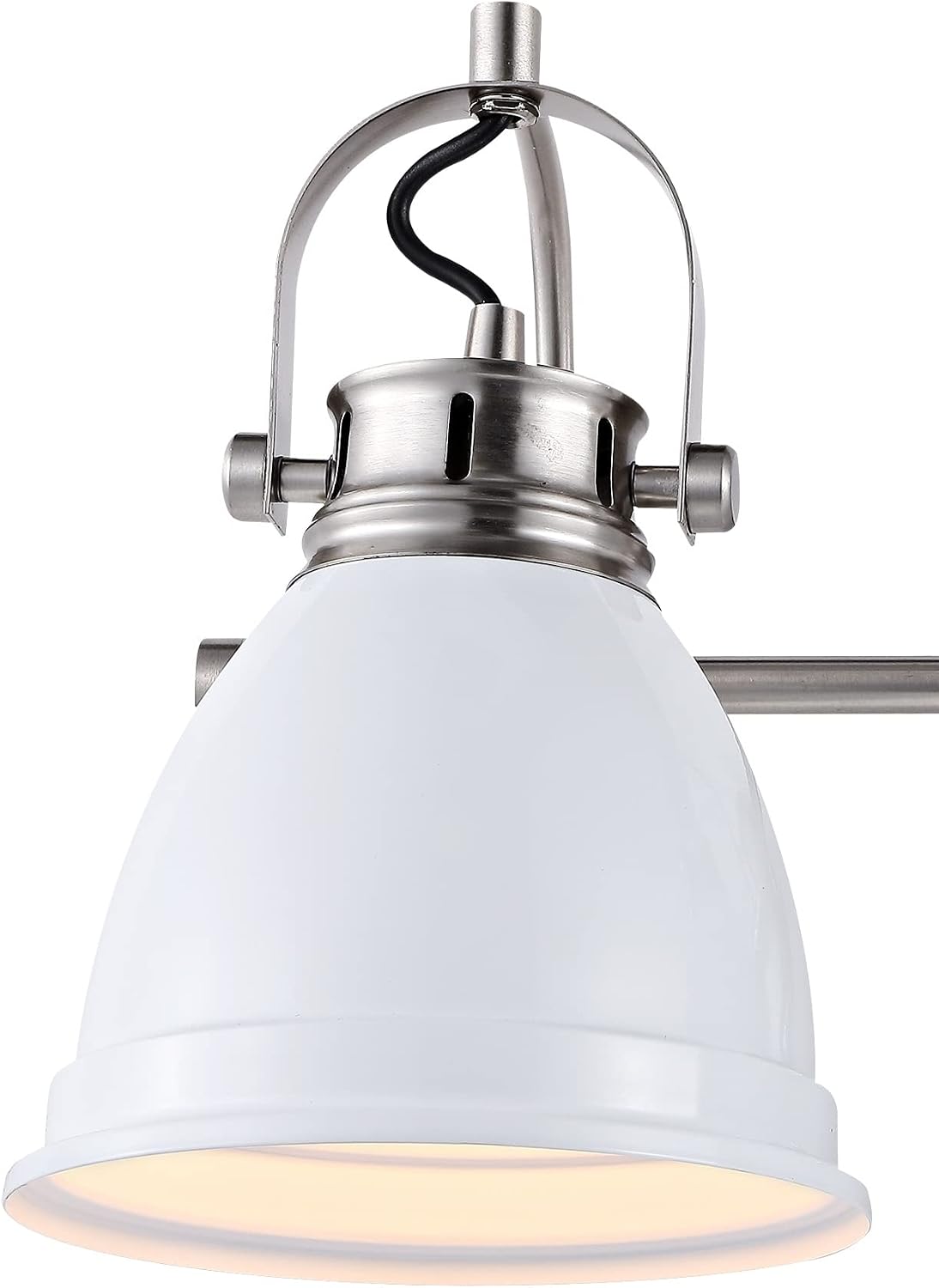 JONATHAN Y 25.5' White/Nickel 3-Light LED Vanity Light, Adjustable Wall Sconce for Bathroom Mirror, Farmhouse Bohemian Kitchen Light, Iron Black Bell Shade (JYL1116B)