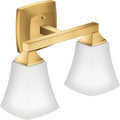 Moen YB5162BG Voss 2-Light Dual-Mount Bath Bathroom Vanity Fixture with Frosted Glass, Brushed Gold