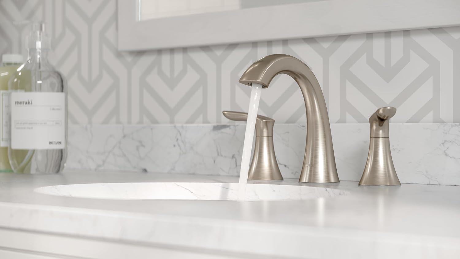 Pfister Weller Bathroom Sink Faucet, 8-Inch Widespread, 2-Handle, 3-Hole, Brushed Nickel Finish, LG49WR0K (Pack of 3)