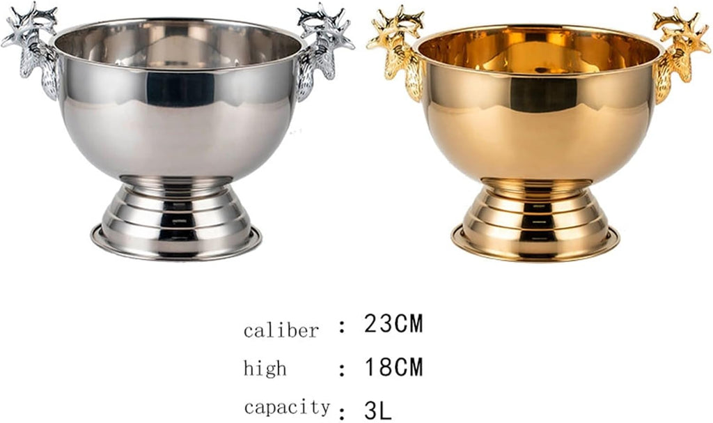 Ice Bucket Champagne Bucket Ice Buckets, Deer Head Stainless Steel Ice Pails Bar KTV Ice Wine Bucket Great for Home Bar Chilling Beer Champagne and Wine Ice Bucket Beverage Tub (Color : 1)