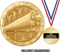 Crown Awards Cheer Medal, 2' Shiny Gold Cheerleading Medals for Kids with Free Custom Engraving