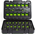 GripEdge | 32-PC 1/4' & 3/8' Drive Deep Metric & SAE Master Socket Extractor Set| Includes sizes - 4-19mm & 3/16-3/4' | Includes Premium Plastic Case With Foam Insert |