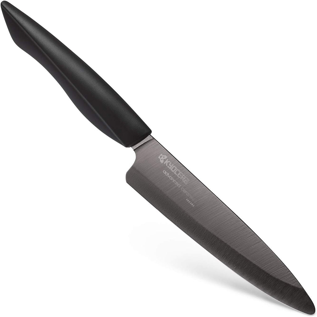Kyocera 5 piece Ceramic Knife Block Set, Black Patented Blade Sizes: 7', 5.5', 5', 4.5', Stainless
