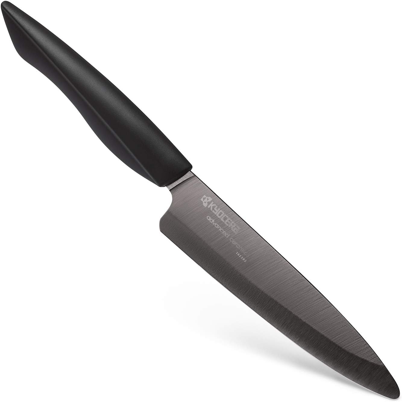 Kyocera 5 piece Ceramic Knife Block Set, Black Patented Blade Sizes: 7', 5.5', 5', 4.5', Stainless