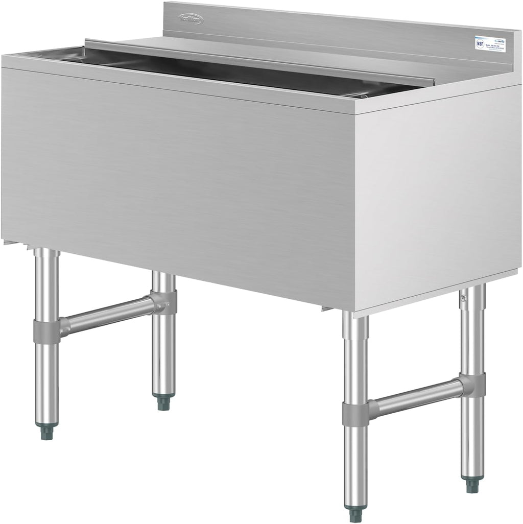 KoolMore 36 Inch Commercial Stainless Steel Underbar Ice Bin with Siding Lid, NSF Certified (KM-UIB-1836)
