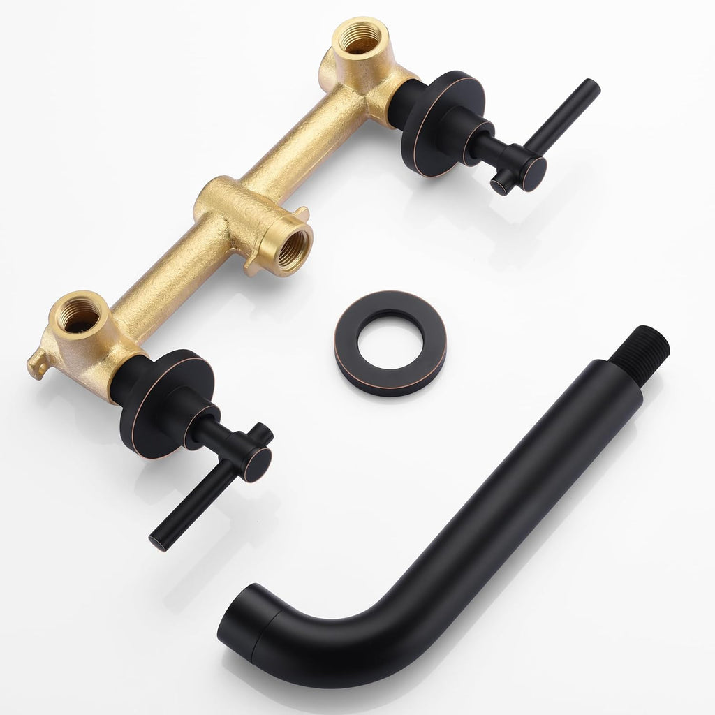SUMERAIN Oil Rubbed Bronze Bathtub Faucet Wall Mount 3 Hole Tub Filler