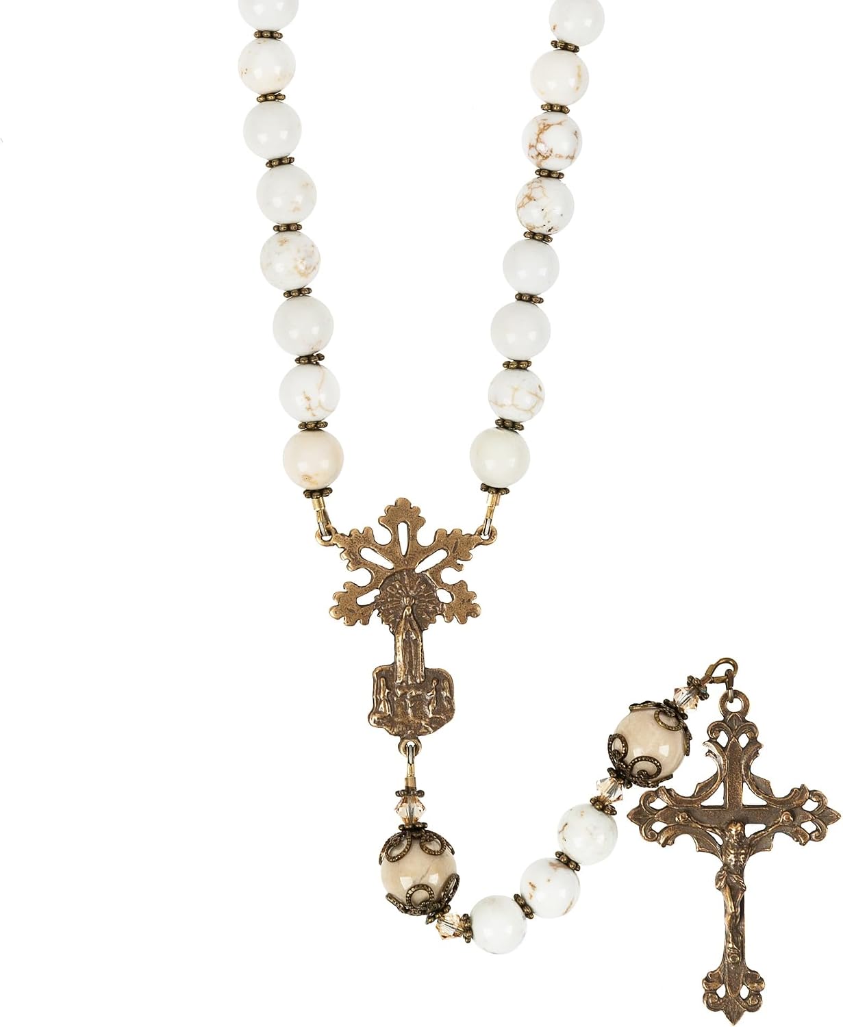 THE CATHOLIC COMPANY Stone Bead Rosary – Catholic Prayer Beads, Traditional Devotional Design, Durable and Lightweight, Gift for Men and Women