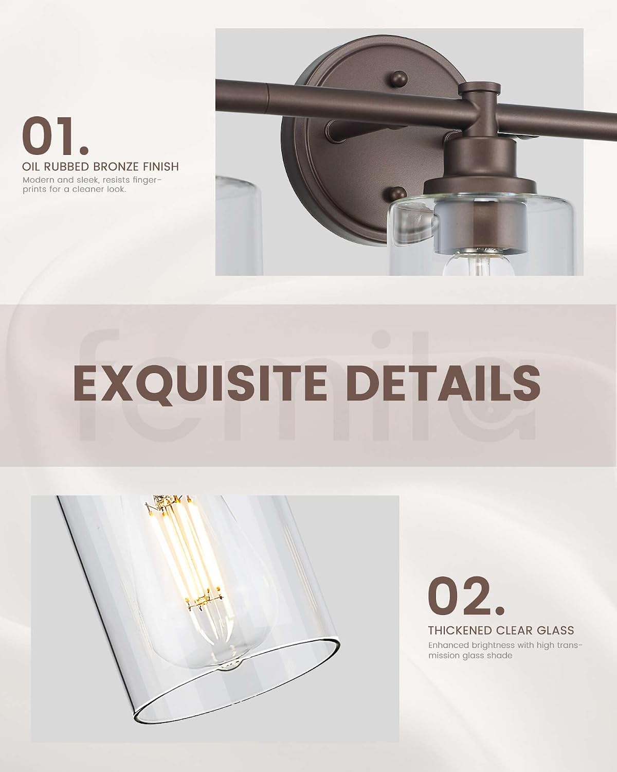 FEMILA 32' Bathroom Light Fixtures, Oil Rubbed Bronze Vanity Light, 5 Light Bathroom Lights Over Mirror, 4FYC56B-5W ORB