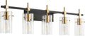 SOLFART 40.1 inch Vintage Brass Bathroom Vanity Light fixtures Bathroom Wall Lights Over Mirror with Glass Shade 5 Light