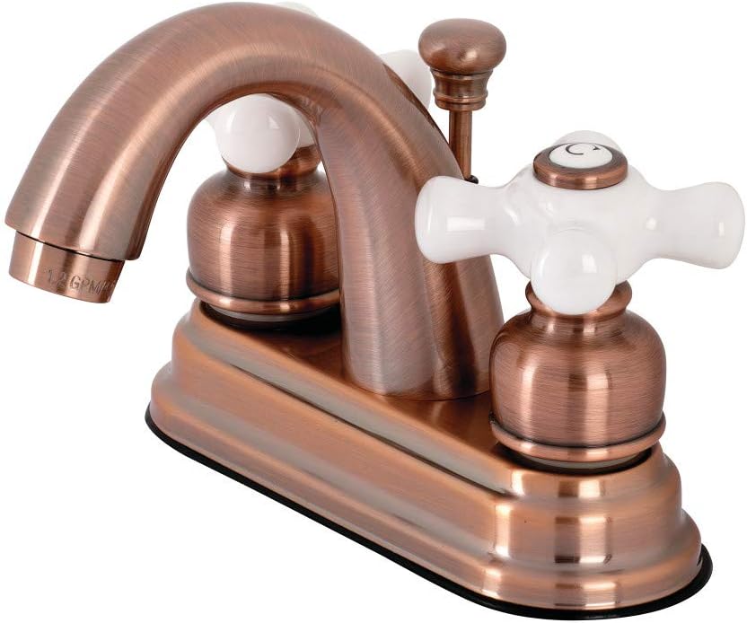 Kingston Brass KB561PXAC Restoration 4 in. Centerset Bathroom Faucet, Antique Copper