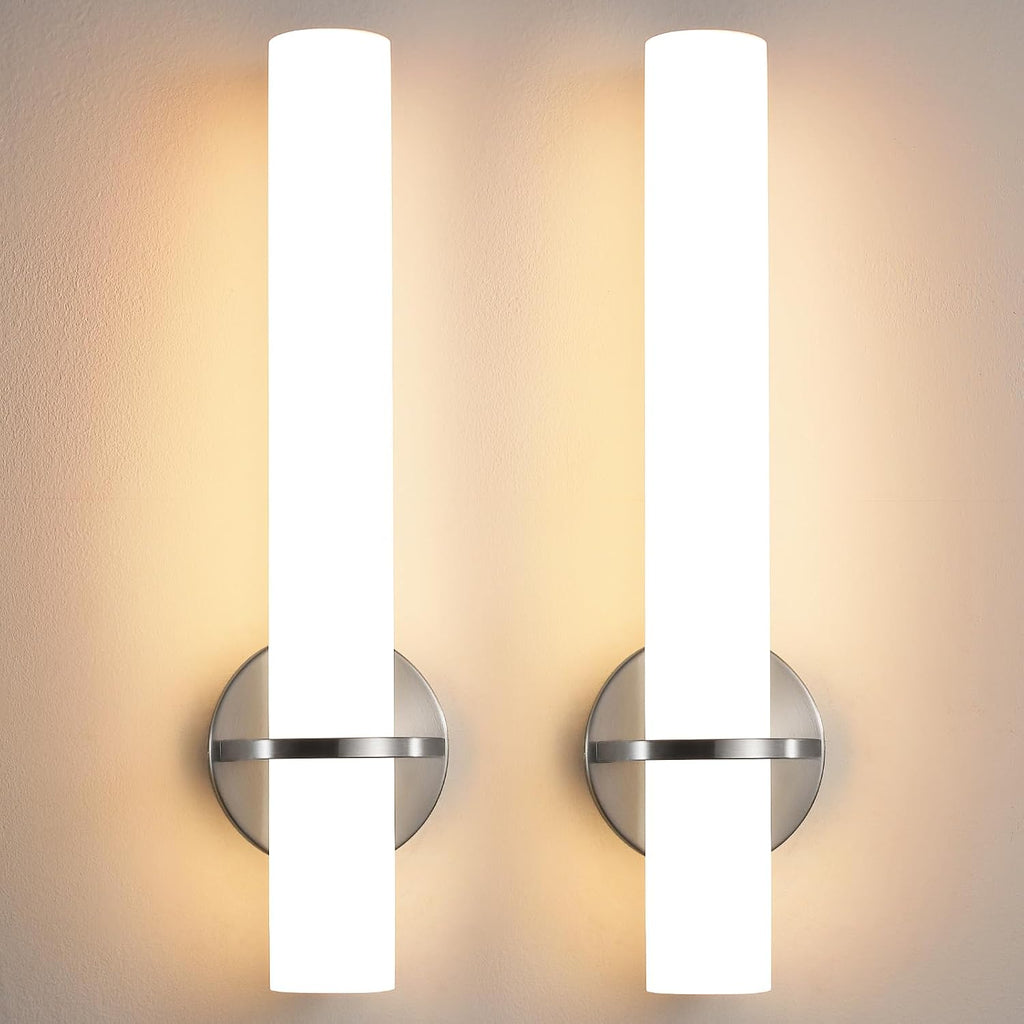 AIJIASI Brushed Nickel Bathroom Sconces Wall Lighting 18W LED Dimmable Vanity Light Fixture, 3000K Modern Wall Light Fixtures Indoor Wall Lamps for Bedroom Living Room Mirror Hallway Porch 18 inch