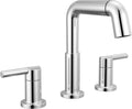 Delta Nicoli Chrome Bathroom Faucet with Sprayer, 8 Inch 3 Hole Widespread Bathroom Sink Faucet with Pull Out Sprayer, Push-Pop Drain, Chrome 35849LF-PD