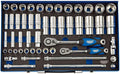 D 16475 3/8 Inch and 1/2 Inch Square Drive Metric Socket 50 Pieces Set in Metal Case