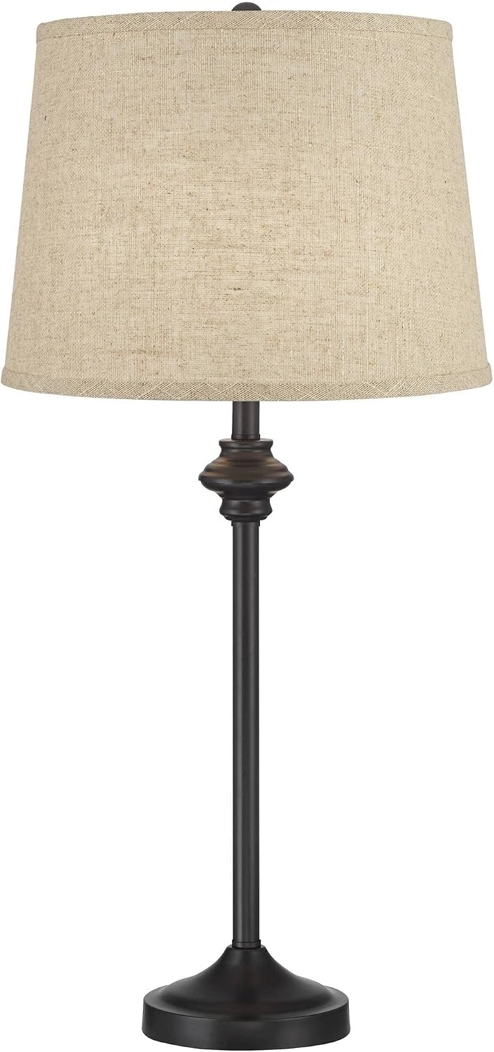 360 Lighting Lynn 26' Tall Skinny Buffet Modern Table Lamps Set of 2 Black Finish Metal Burlap Linen Shade Living Room Bedroom Bedside Nightstand House Office Home Reading Kitchen Entryway Console