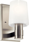 Kichler Adani 1-Light Wall Sconce, Modern Light with Opal Glass in Brushed Nickel, for Bathroom, Powder Room, Kitchen, Bedroom, or Hallway (8.5' x 5'), 55174NI
