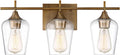 Savoy Essentials 8-4030-3-322 Octave Bohemian Clear Glass Bathroom Vanity Wall Light, 3-Light 180 Total Watts, 10' H x 21' W, Warm Brass