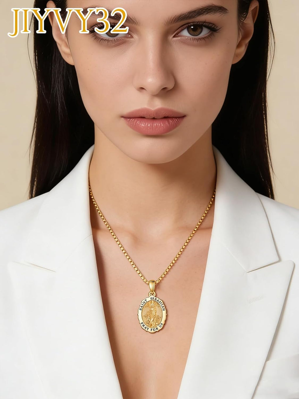 14K Gold Saint Medal Necklace for Women, Catholic Patron Saint Pendant Necklace, Christian Religious Jewelry Gift for Confirmation Baptism Communion Christmas Birthday