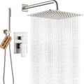 Shower Faucet Set Brushed Nickel Rainfall 12 Inch Shower Head and Handle Set Bathroom Rain Shower System Wall Mounted Shower Fixture Include Shower Valve and Trim Kit