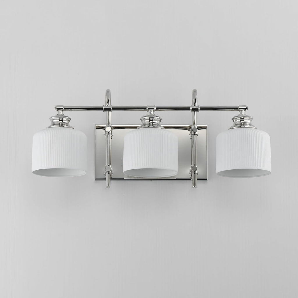 Maxim Lighting Bisque 3-Light Bath Vanity Light | Oil Rubbed Bronze Steel Finish | White Glass Shade | Modern Indoor Light Fixture | Ideal for Bathrooms & Powder Rooms | 21493WTOI