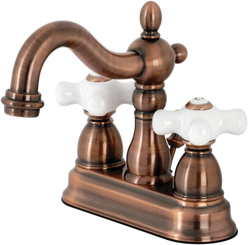 Kingston Brass KB160PXAC Heritage 4' Centerset Bathroom Faucet, Antique Copper,6.19 x 4.69 x 6.19