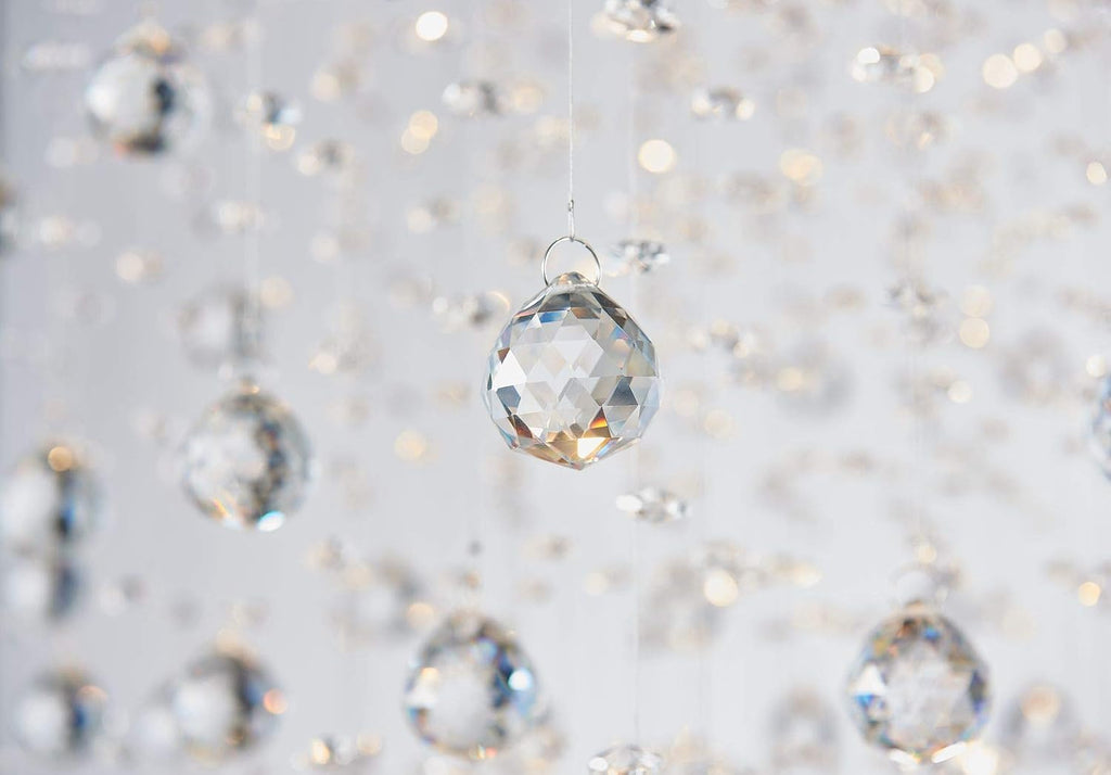 Bestier Modern Crystal Square Raindrop Chandelier Lighting Flush Mount LED Ceiling Light Fixture Pendant Lamp for Dining Room Bathroom Bedroom Livingroom 8 GU10 Bulbs Required 22 in Wide 47 inch High