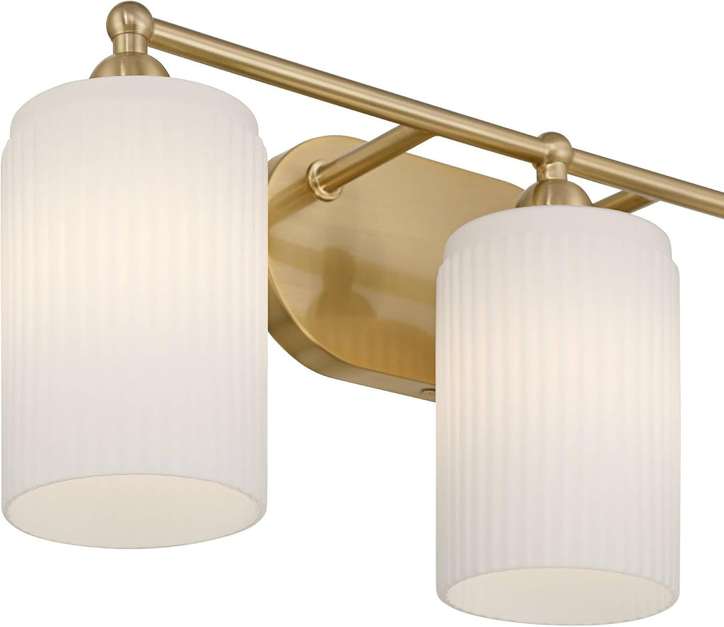 360 Lighting David 22' Wide Soft Gold and Fluted Glass 3-Light Bath Light