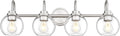 Bathroom Light Fixtures, 4-Light Brushed Nickel Vanity Lights Over Mirror with Globe Clear Glass, 30 Inch Modern Vanity Lighting Fixtures, AD-22280-4W-SN