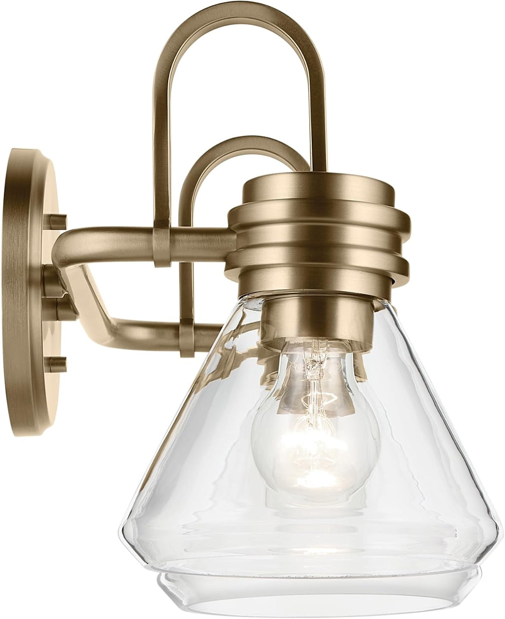 Kichler Farum 19.25' 2-Light Bathroom Vanity Light Fixture with Clear Glass in Champagne Bronze for Vanity Mirror, Jack & Jill Layout, Over Mirror (19.25' W x 9.5' H), 55154CPZCLR